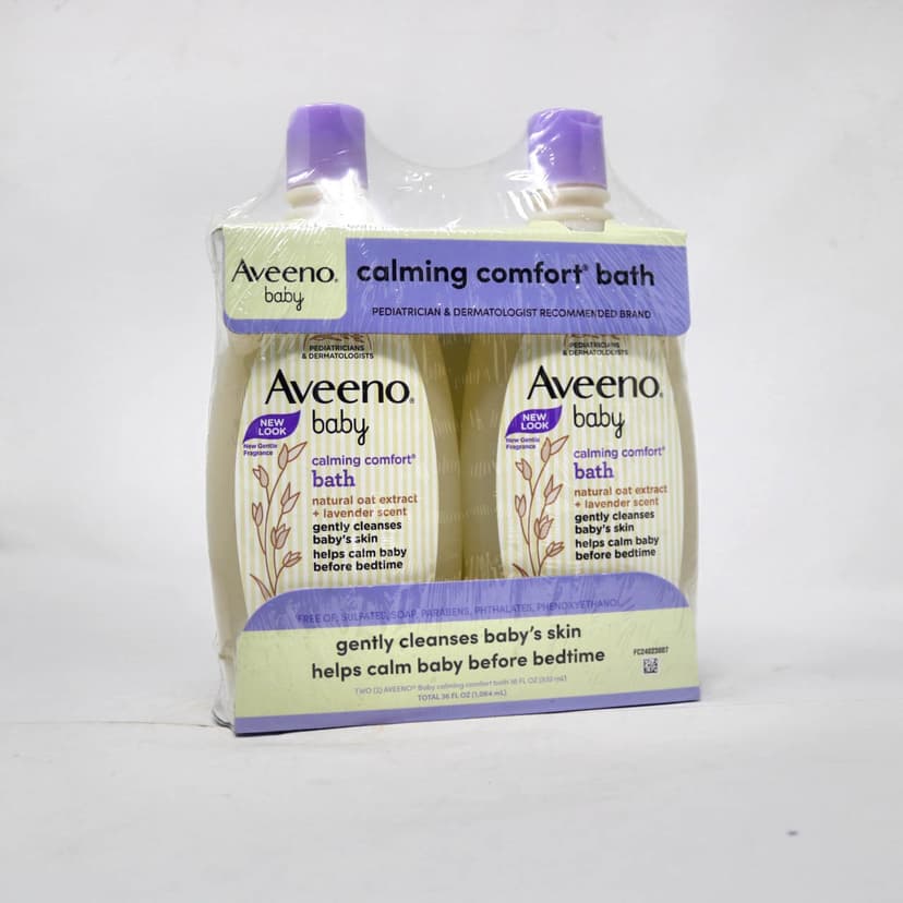 Aveeno Baby Calming Comfort Bath, 2-Pack (18 fl oz Each) – Natural Oat Extract & Lavender Scent