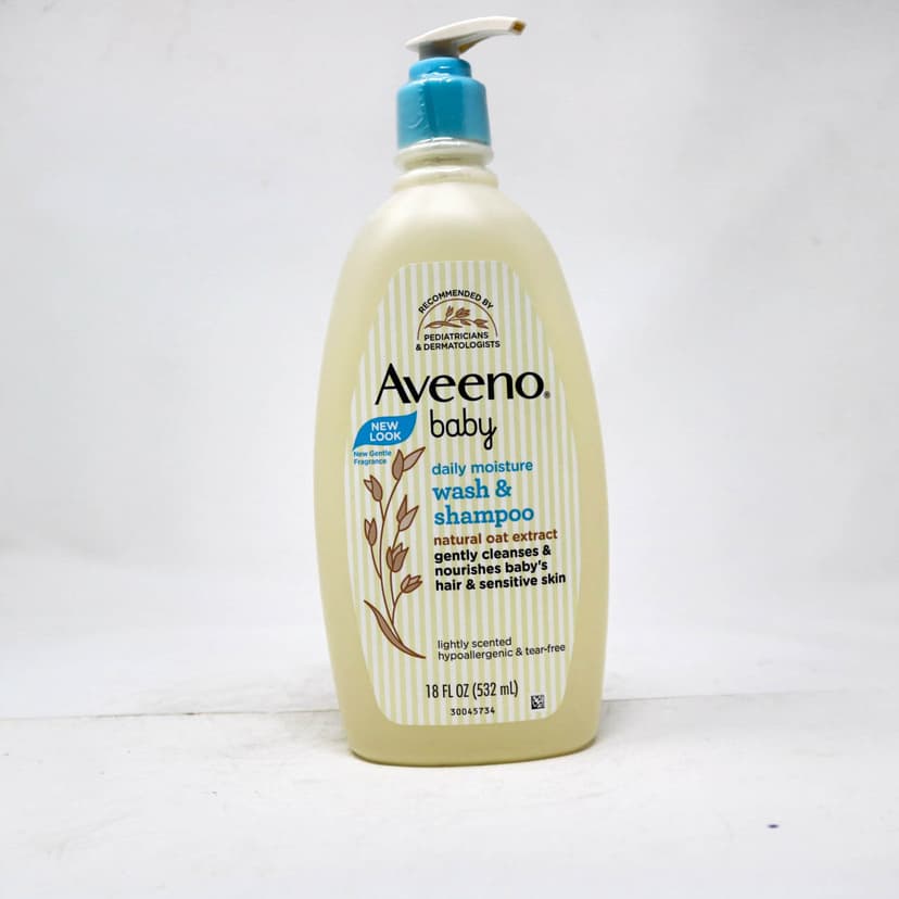 Aveeno Baby Daily Moisture Wash & Shampoo, 18 fl oz (532 mL) – Natural Oat Extract, Tear-Free Formula