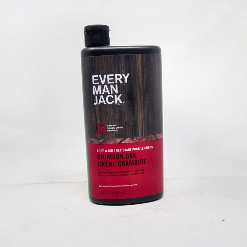 Every Man Jack Body Wash, Crimson Oak, 16.9 fl oz (500 mL) – Naturally Derived Ingredients, Free of Parabens, Phthalates & Dyes