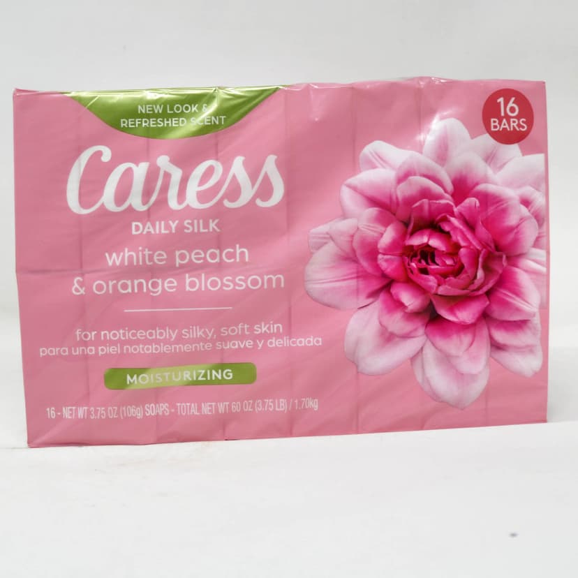 Caress Daily Silk White Peach & Orange Blossom Moisturizing Beauty Bars (16 Bars, 3.75 oz each)
