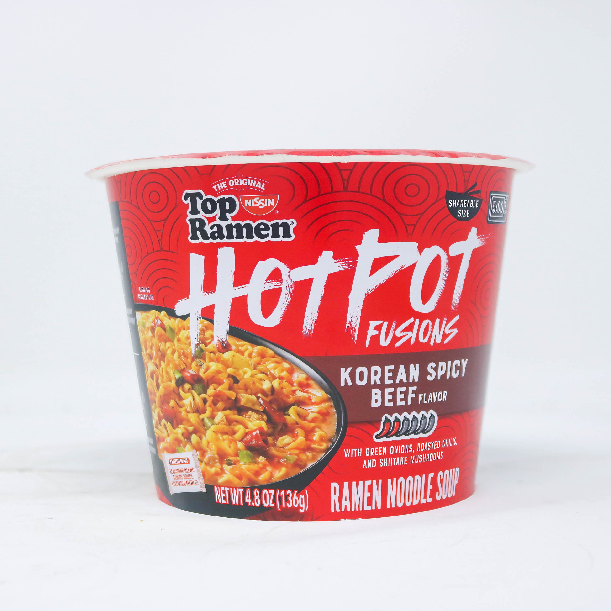 Top Ramen Hot Pot Fusions Korean Spicy Beef Flavor – 4.8 oz (136g)