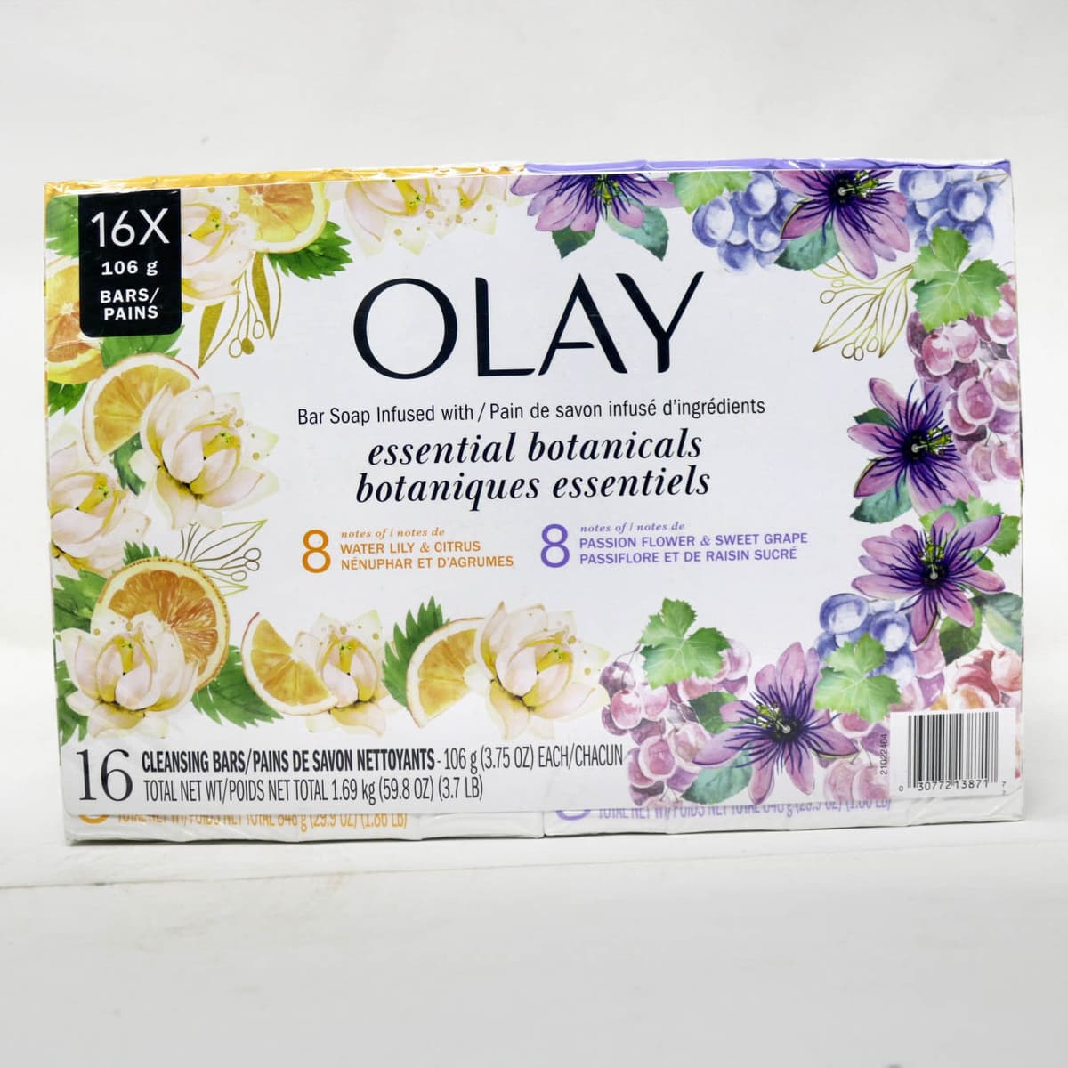Olay Essential Botanicals Bar Soap – 16 Bars (1.69 kg / 59.8 oz)